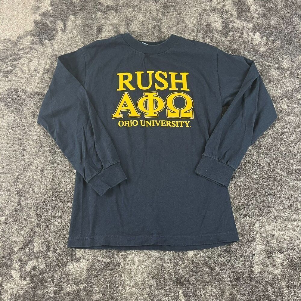 Vtg Murina Ohio University Fraternity Sorority USA Long Sleeve Shirt S Blue